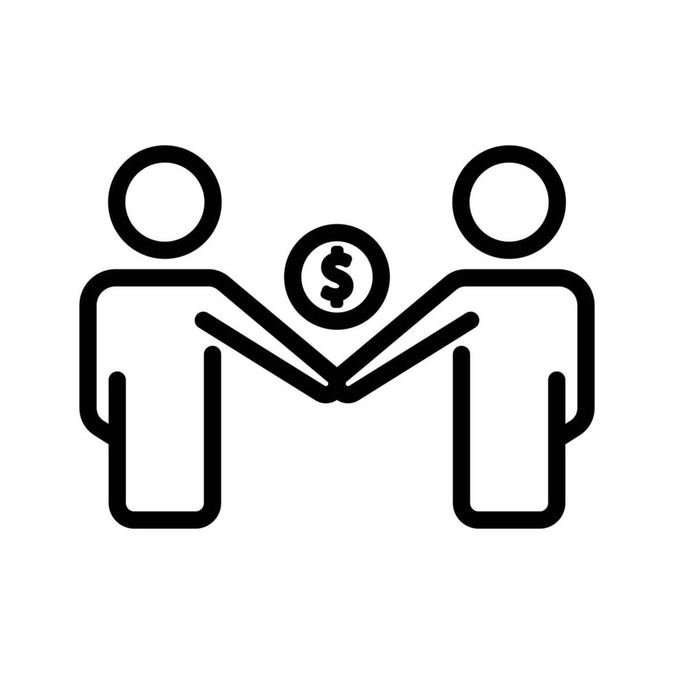 People line icon with dollar. Handshake. Business symbol. simple illustration. Editable stroke. Design template vector