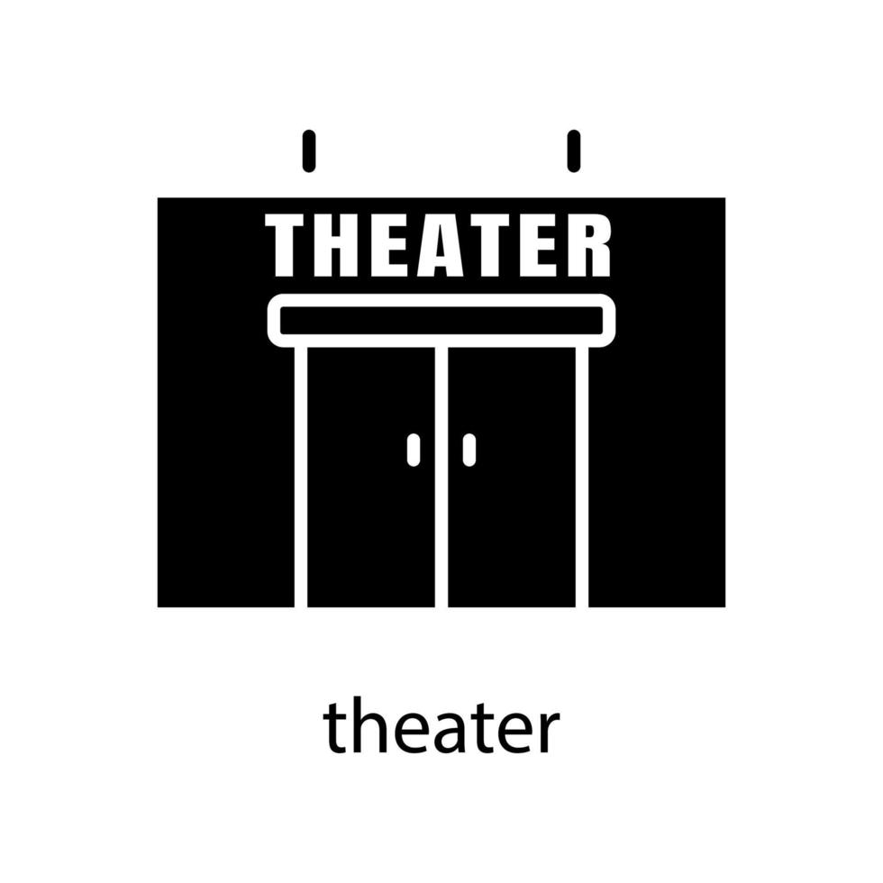 Theater building icon. Editable stroke. Design template vector