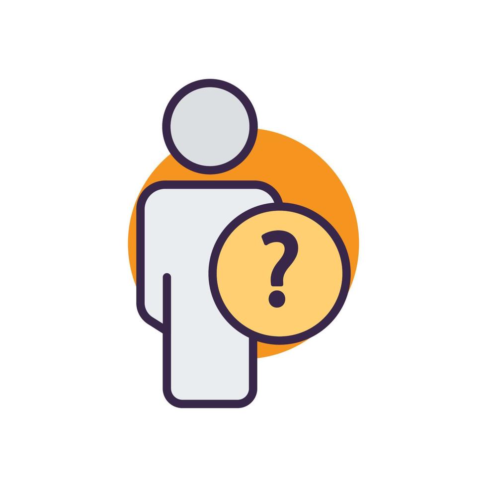 People icon with question mark. business solution. Business symbol. lineal color style. editable stroke. Design vector illustration