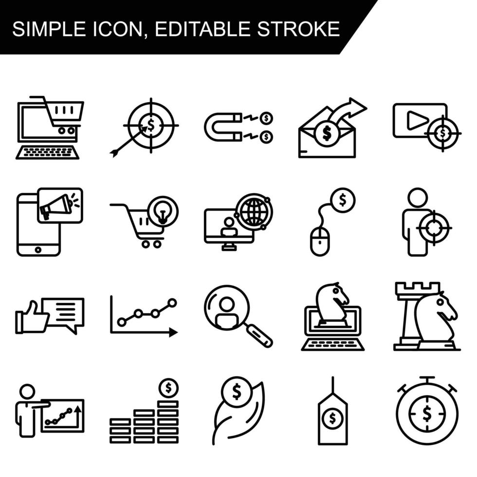 Marketing line icon set. Business symbol. simple illustration. Editable stroke. Design template vector