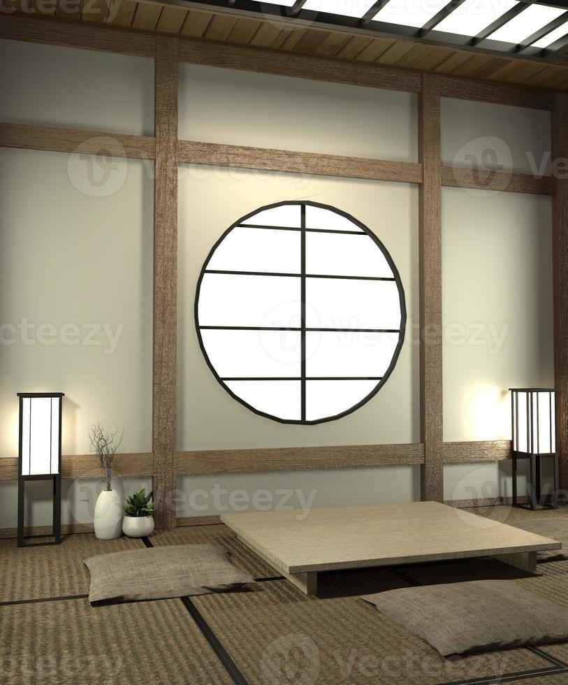 cabinet shelf wall on tatami mat floor room japanese style. 3D rendering  4589402 Stock Photo at Vecteezy