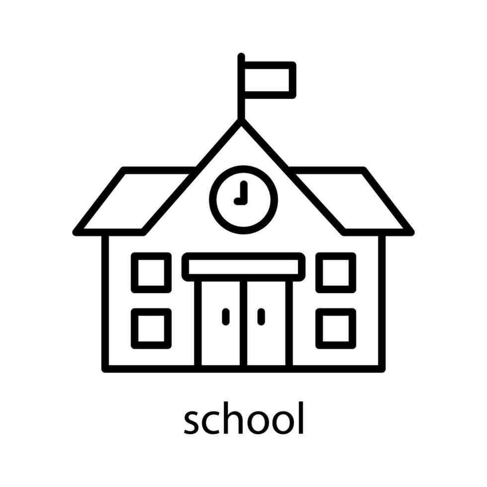 School building line icon. Editable stroke. Design template vecto vector