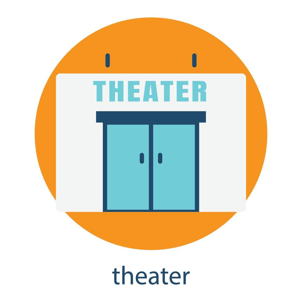 icono plano del edificio del teatro. trazo editable. vector de plantilla de diseño