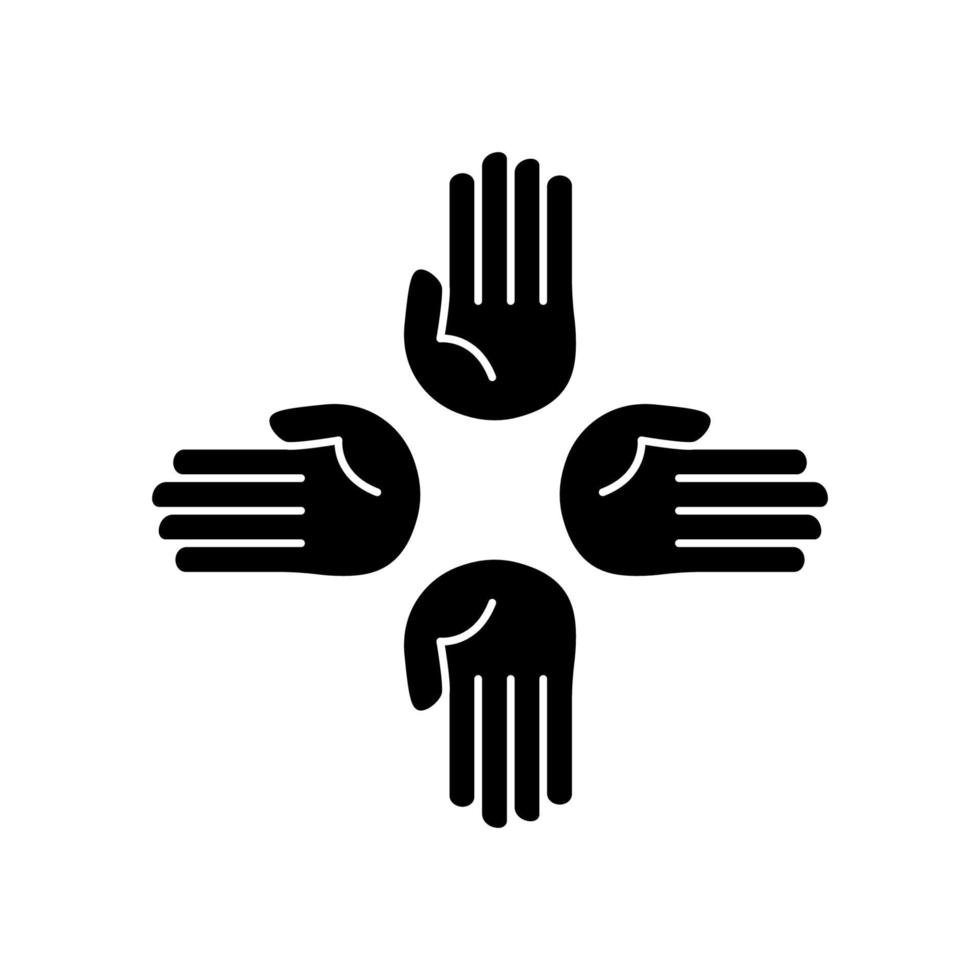 icono de cuatro manos. símbolo de caridad, donación, humanidad. trazo editable. vector de plantilla de diseño