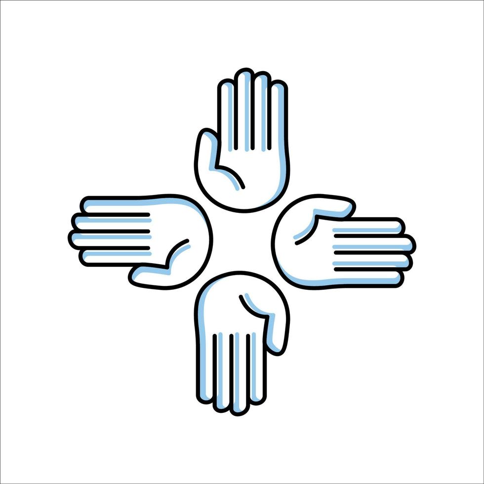 Four hands icon. charity symbol, donation. Two Tone line colored Design. the icon can be used for application icon, web icon, infographics. Editable stroke. Design template vector