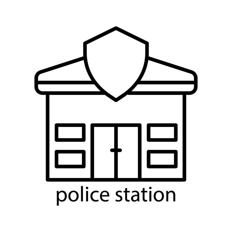 Police station building line icon. Editable stroke. Design template vector
