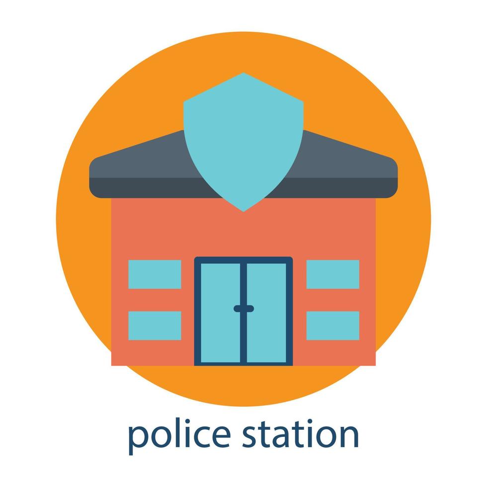 Police station flat icon. Editable stroke. Design template vector