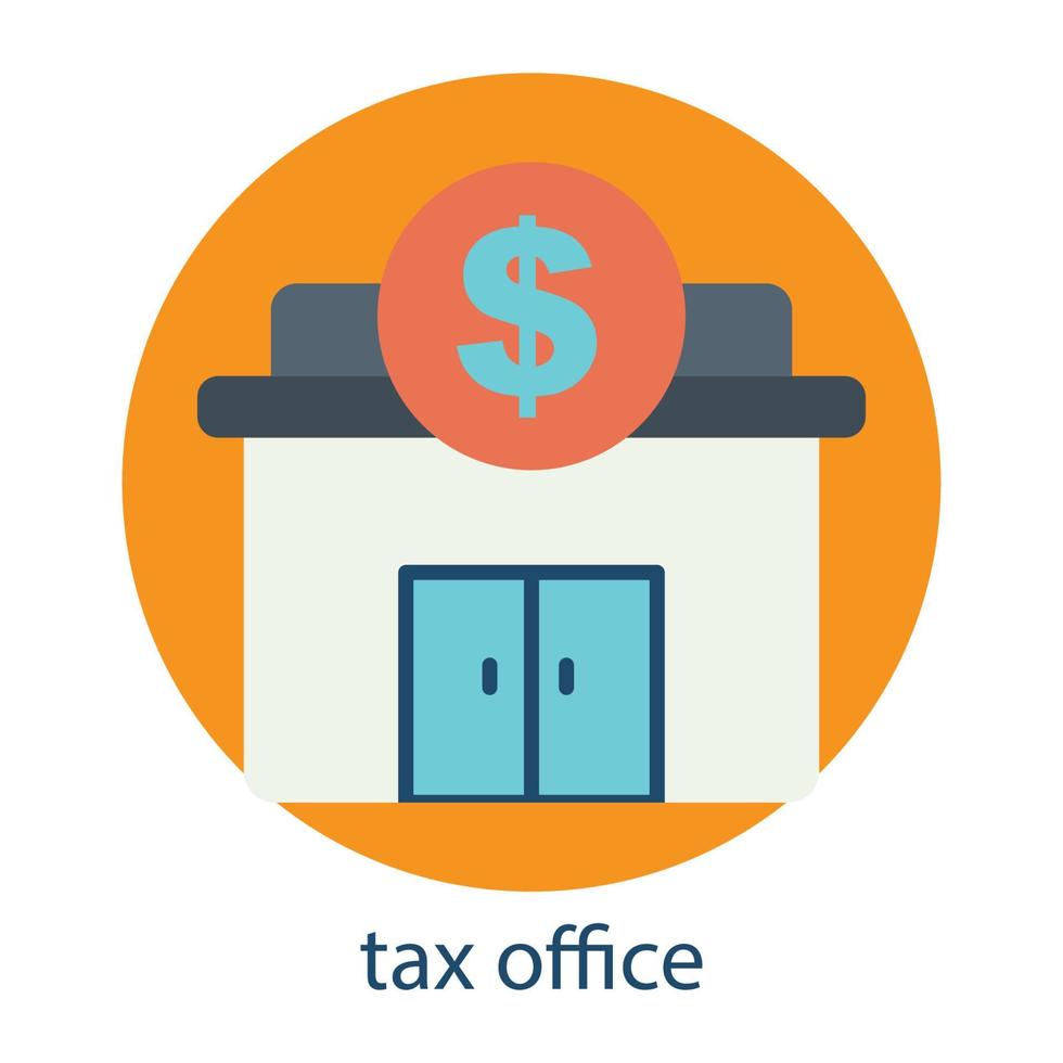 tax office flat icon. Editable stroke. Design template vector