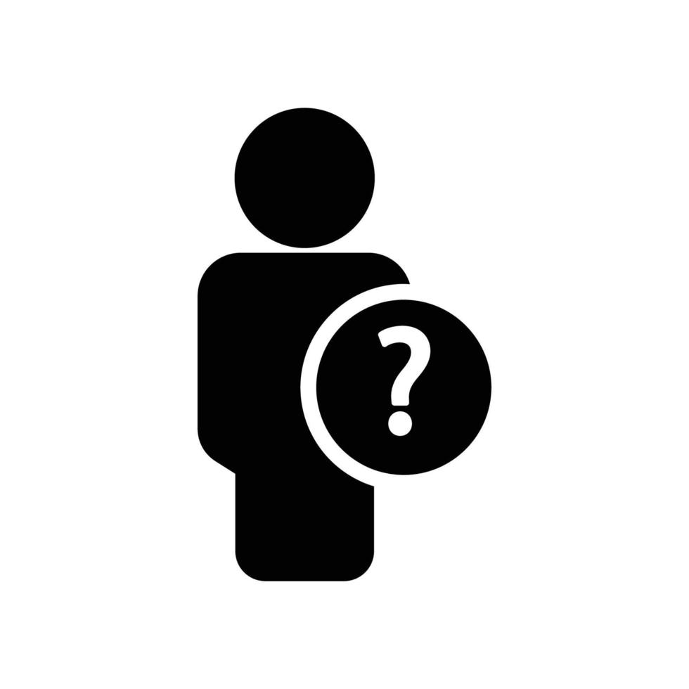 icono de personas con signo de interrogación. solución de negocio. símbolo empresarial. simple ilustración. trazo editable. vector de plantilla de diseño