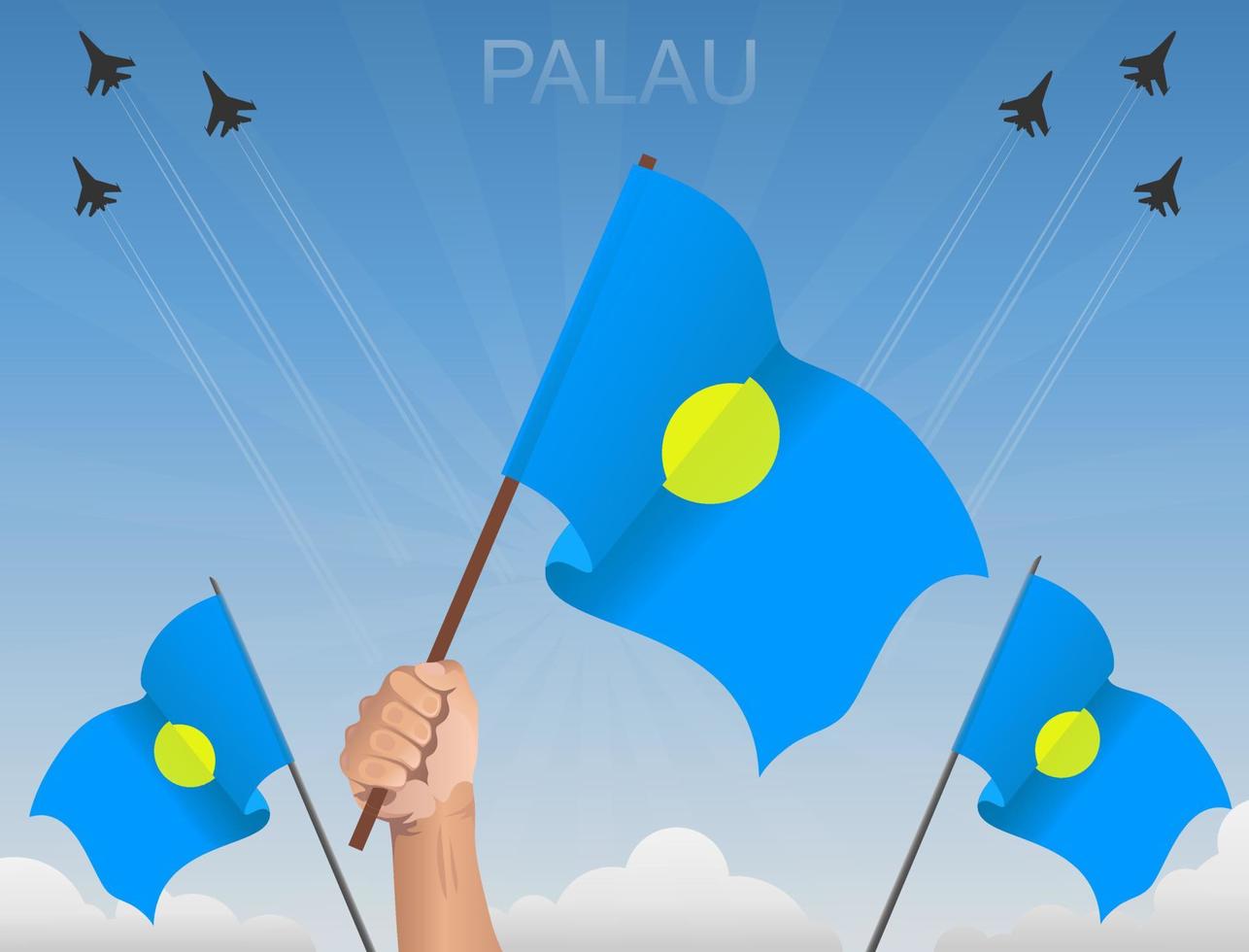 palau banderas ondeando bajo el cielo azul vector