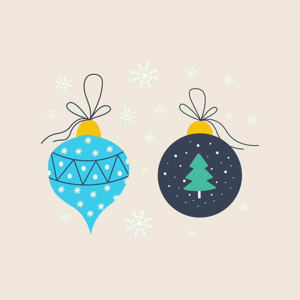 Set Decorations for the Christmas tree. Vector illustration in flat style
