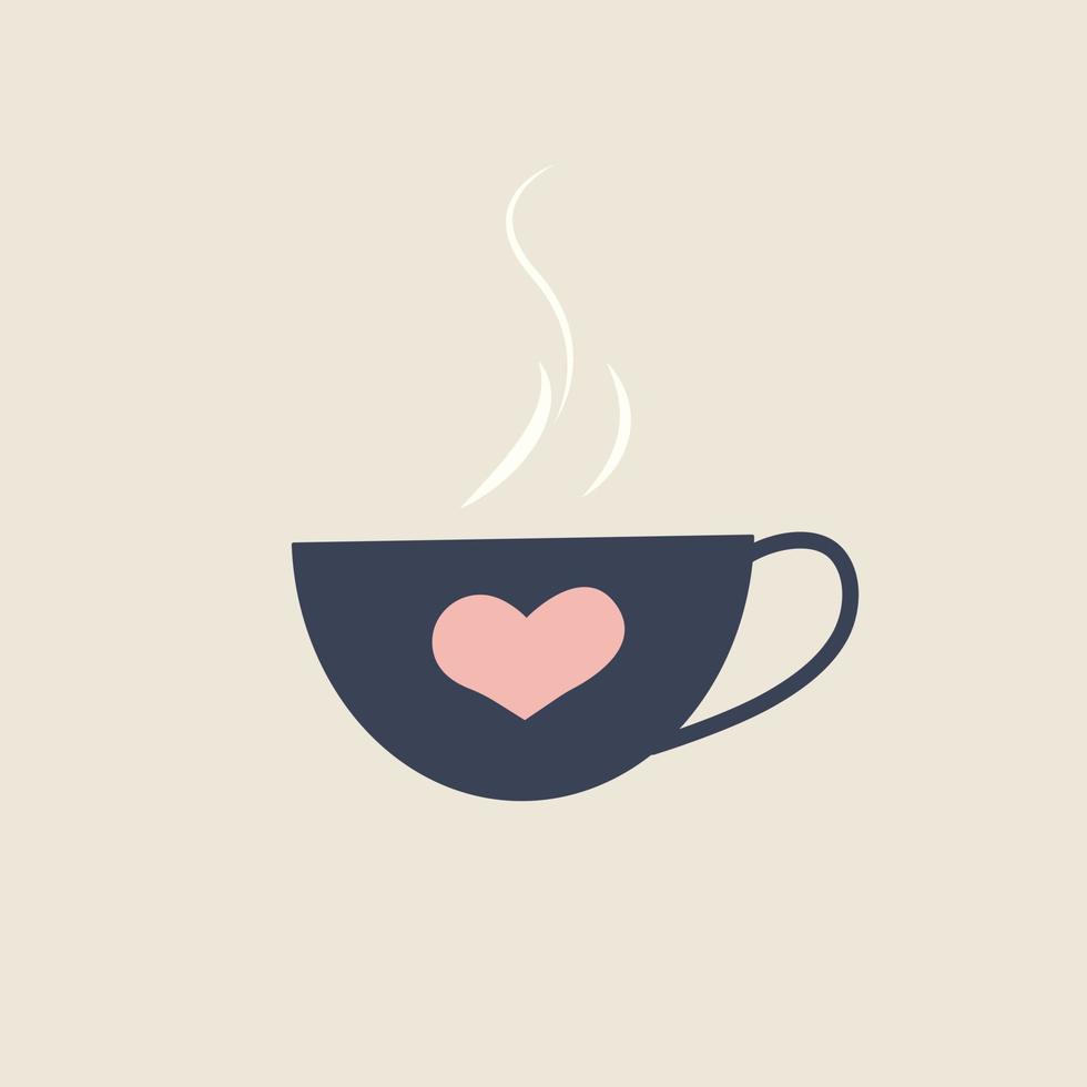 Mug with hot sweet drink. Vector illustration in flat style