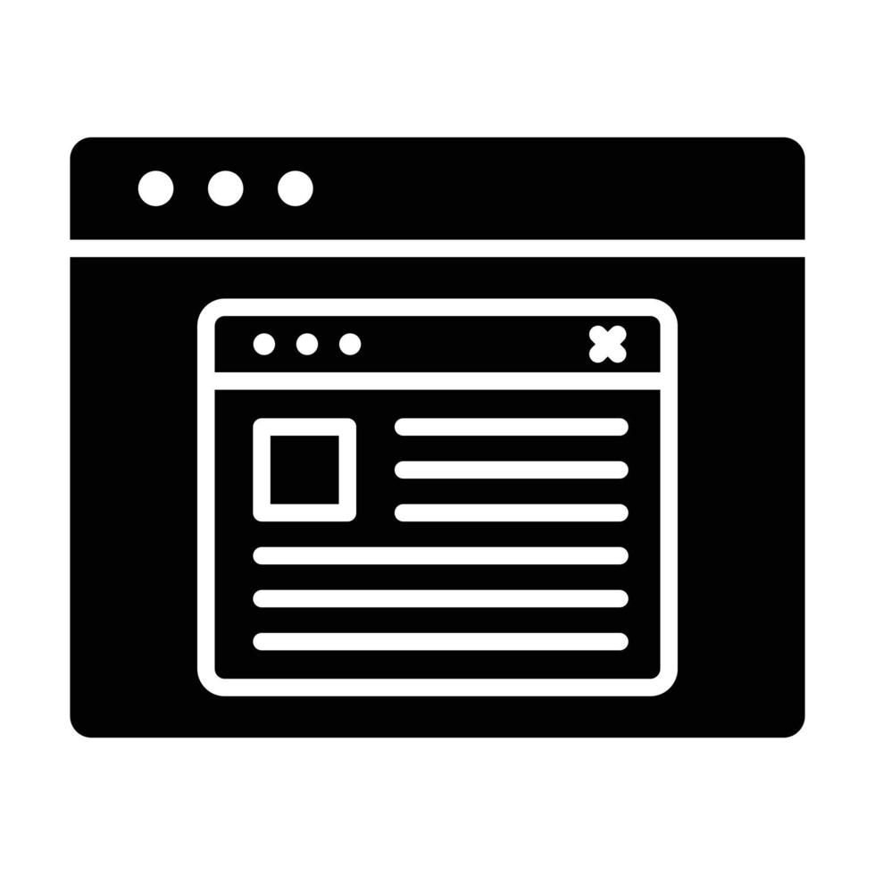 Browser Pop Up Glyph Icon vector