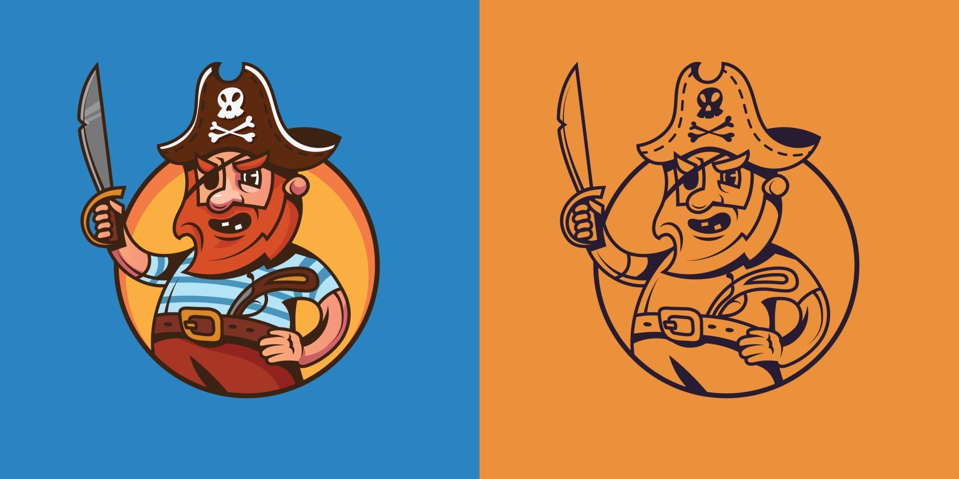 One eyed ship captain in different styles. vector