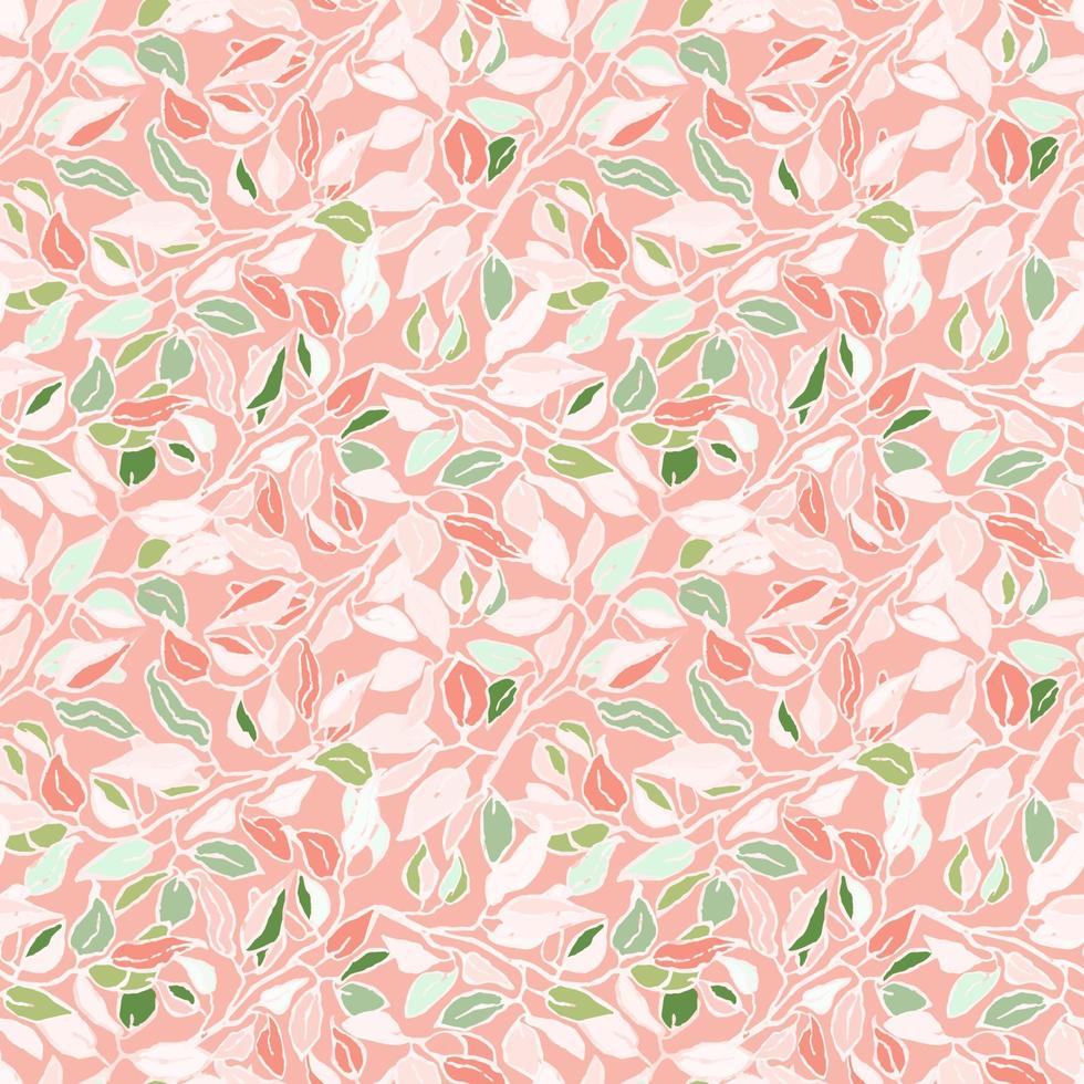 Vector seamless background with colorful watercolor illustration of foliage and plants. Can be used for wallpaper, pattern fills, web page, surface textures, textile print, wrapping paper
