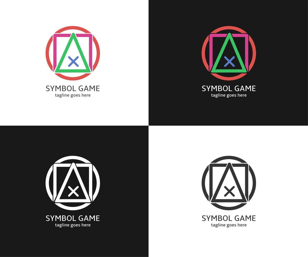 game logo, round, square, triangle and x button symbol design, free vector