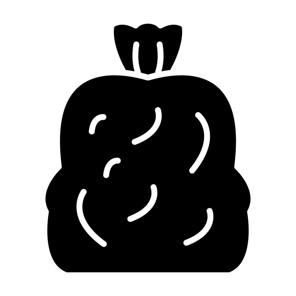 icono de glifo de bolsa de basura vector