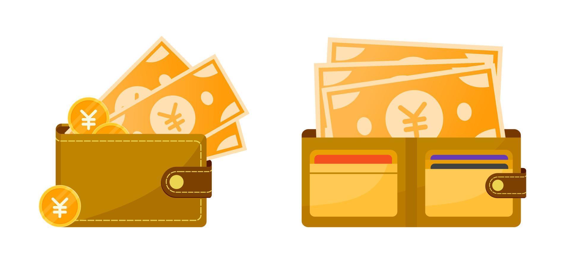 Wallet with Japanese Yen Money 4591615 Vector Art at Vecteezy