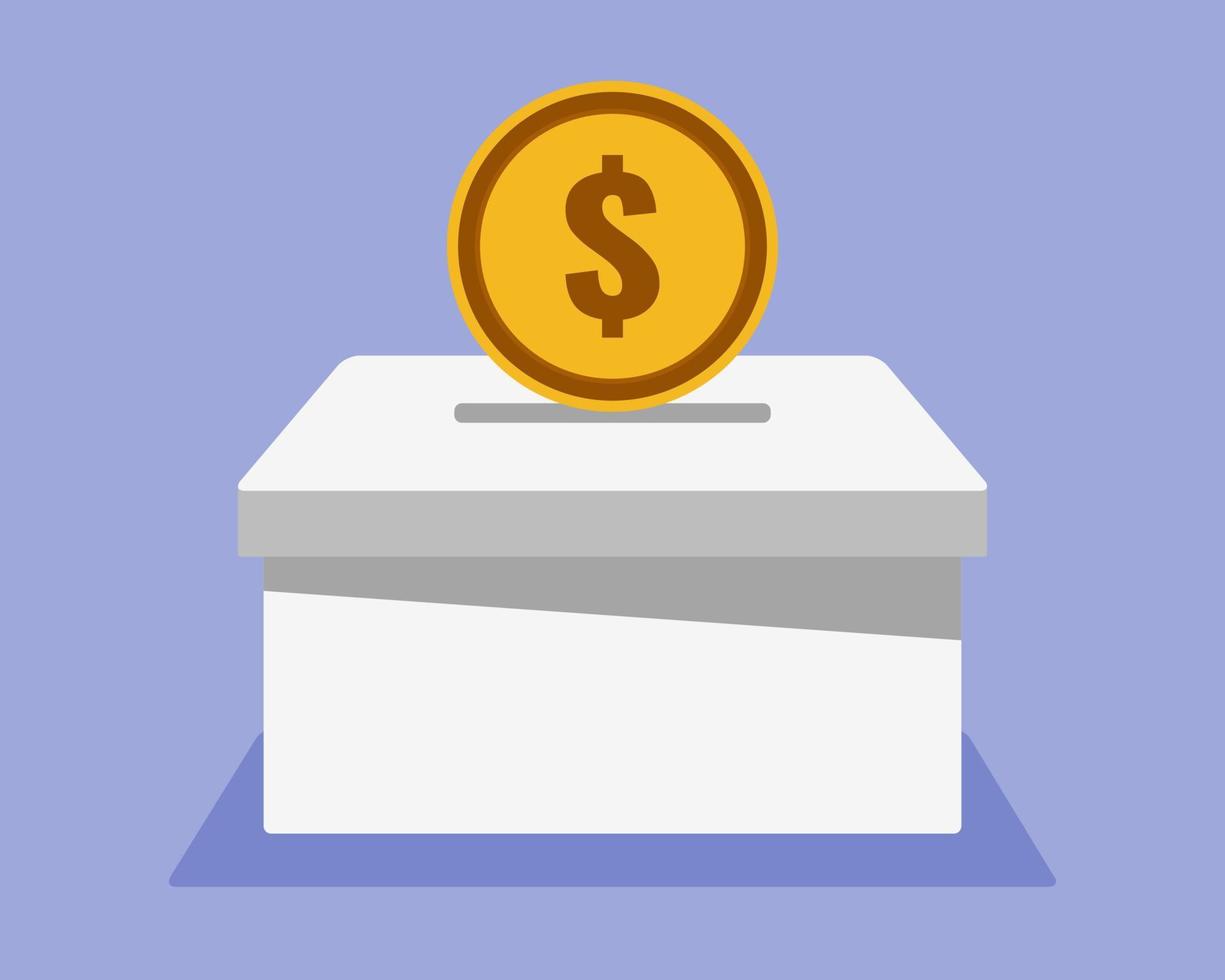 caja de donación con icono de moneda vector