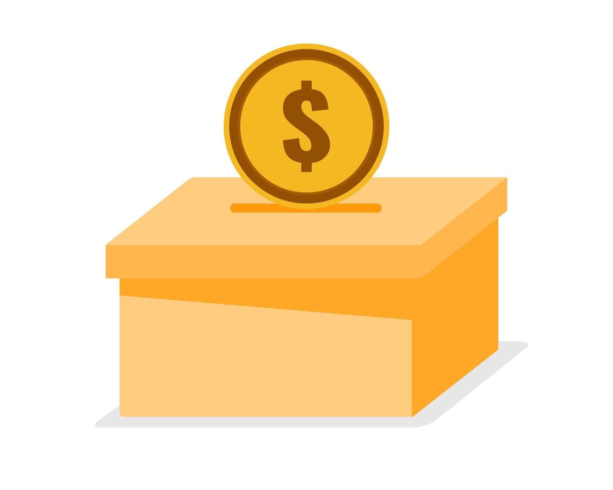 caja de donación con icono de moneda vector