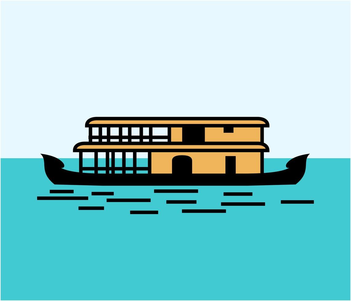 Kerala House Boat in backwater color vector design