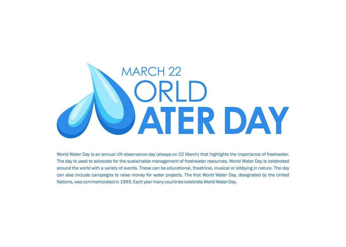 World water day with water drop typography and world map vector