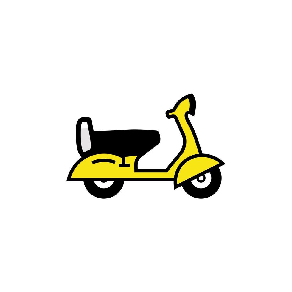 Scooter black outline with yellow color drawing vector