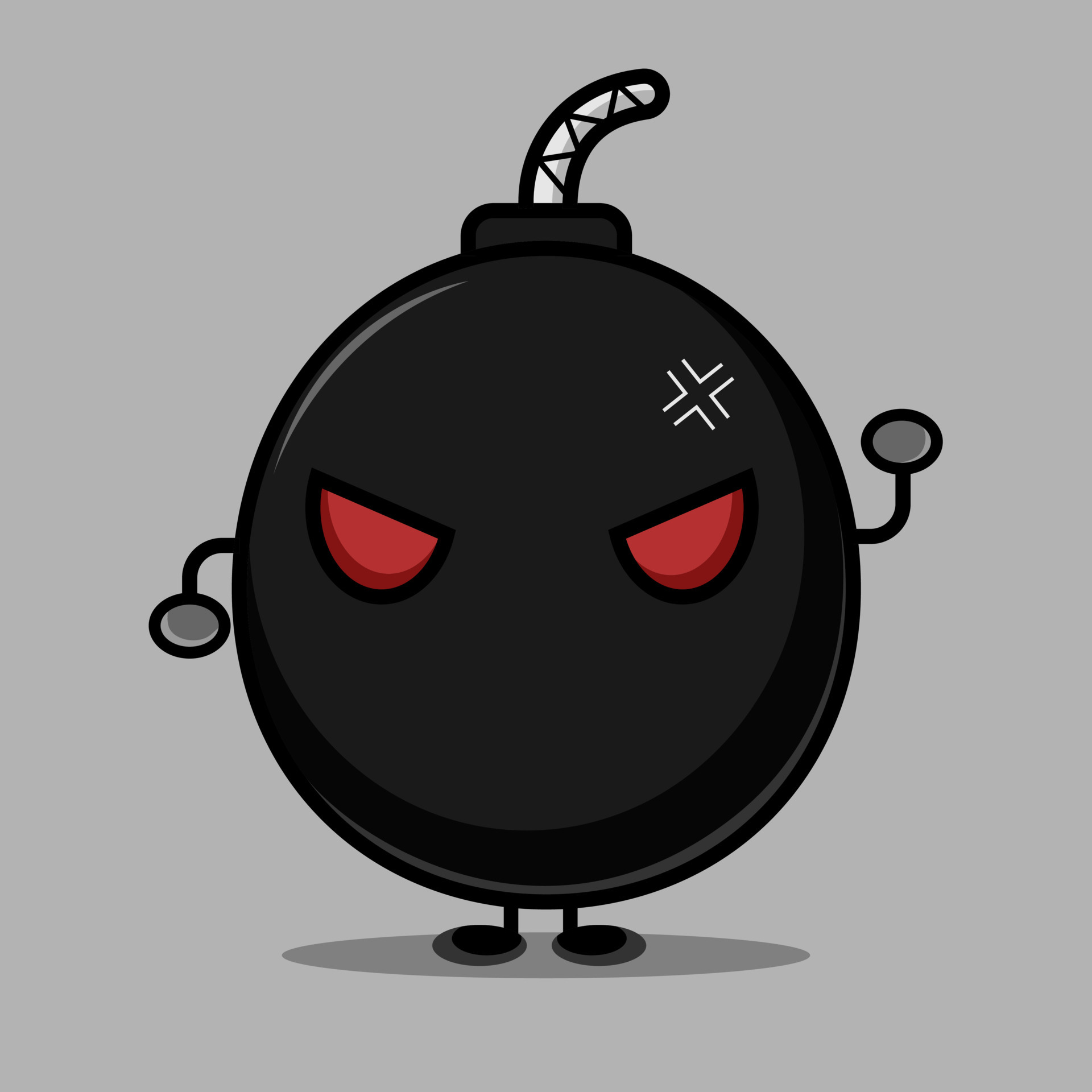 Cute bomb character cartoon with angry face 4591760 Vector Art at Vecteezy
