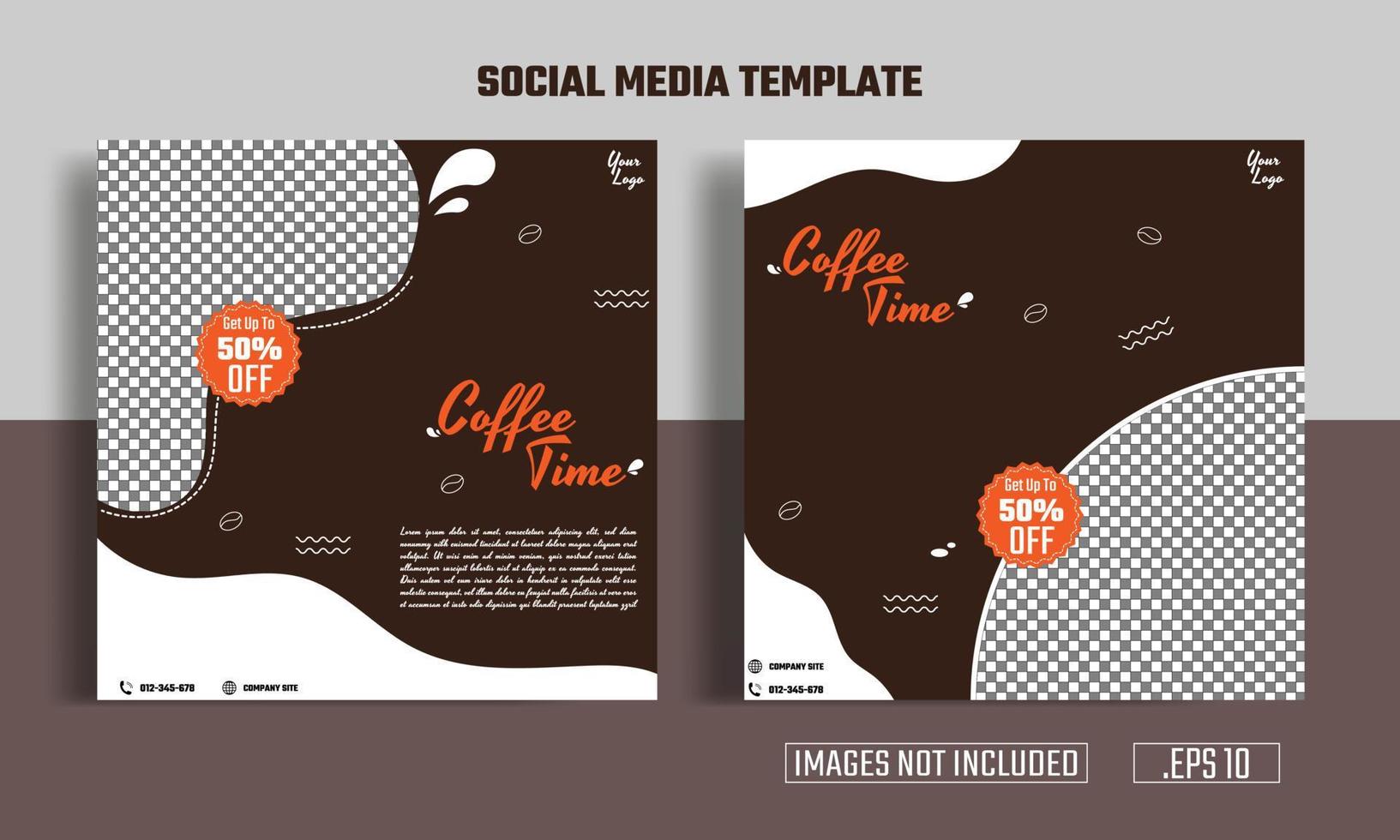 Set Vector Design coffee shop flyer template, Social Media Post