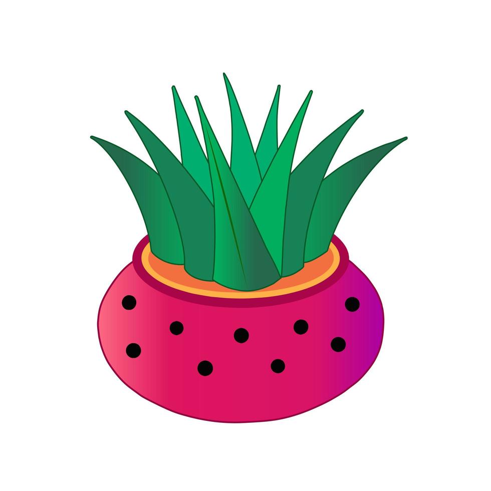 aloe vera, cactus en la olla. Ilustración para impresión, fondos, web de iconos, fondos de pantalla, portadas, envases, carteles, pegatinas, diseño textil y de temporada. aislado sobre fondo blanco. vector