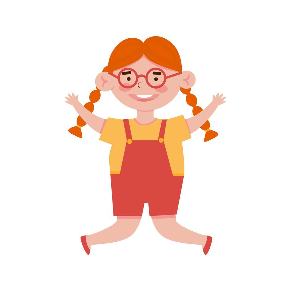 Happy Smiling Girl Flat Vector Illustration