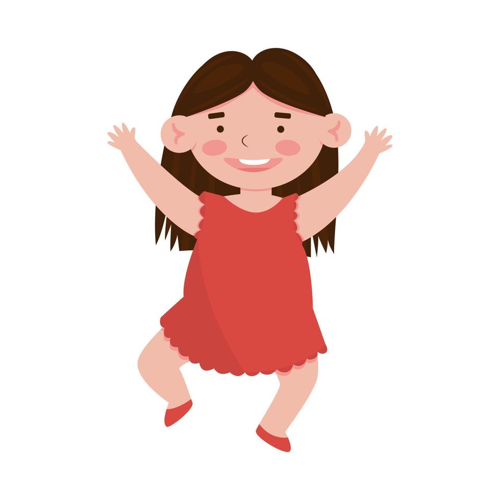 Happy Smiling Girl Flat Vector Illustration