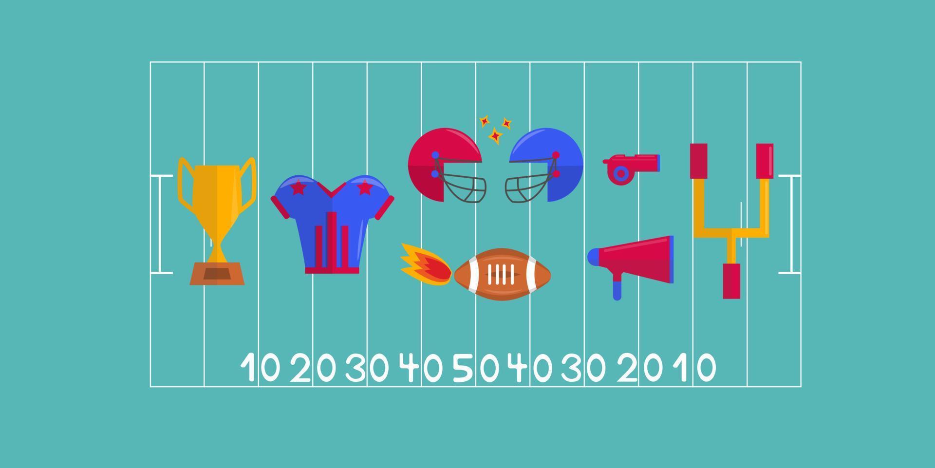 Juego de fútbol americano para la ilustración de vector plano de juego de super bowl