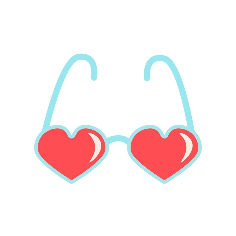 Cute heart shaped glasses 14 february Valentine  Day Flat vector illustration