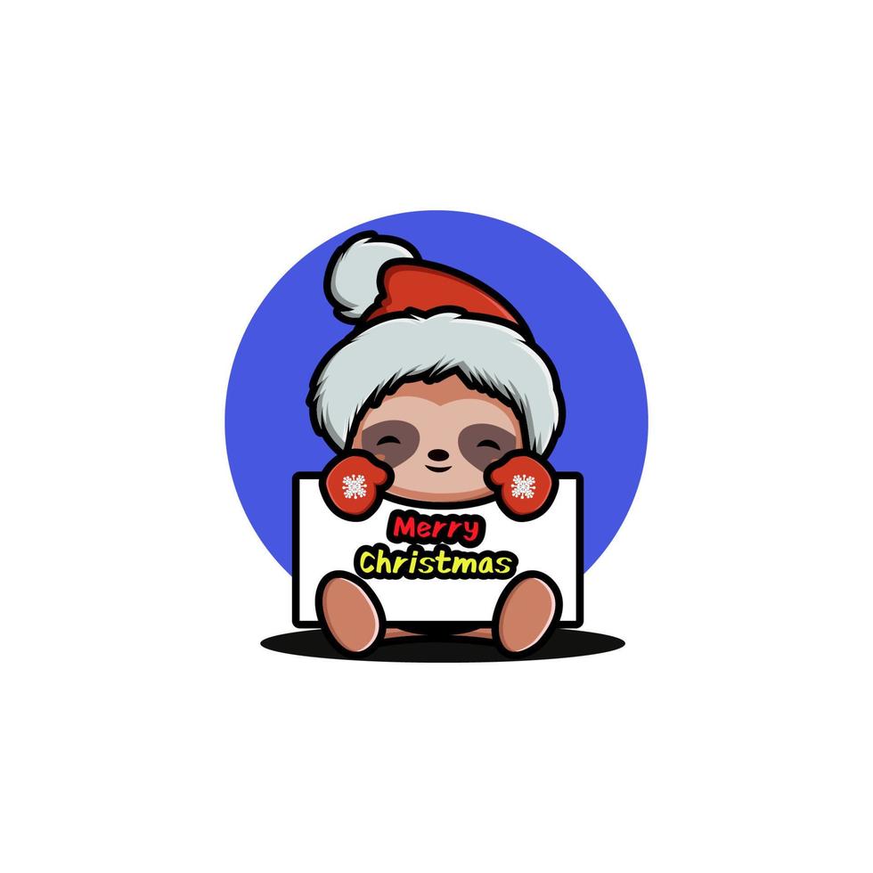 Cute sloth celebrating christmas vector