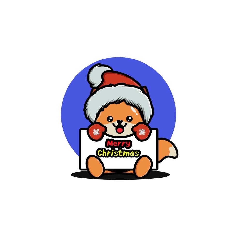 Cute fox celebrating christmas vector