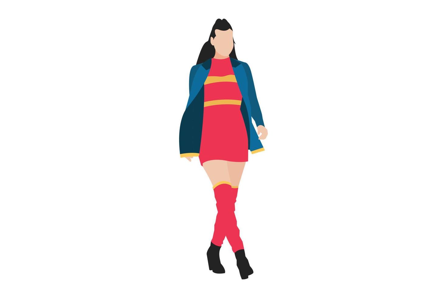 Ilustración vectorial de mujeres de moda caminando por la acera vector