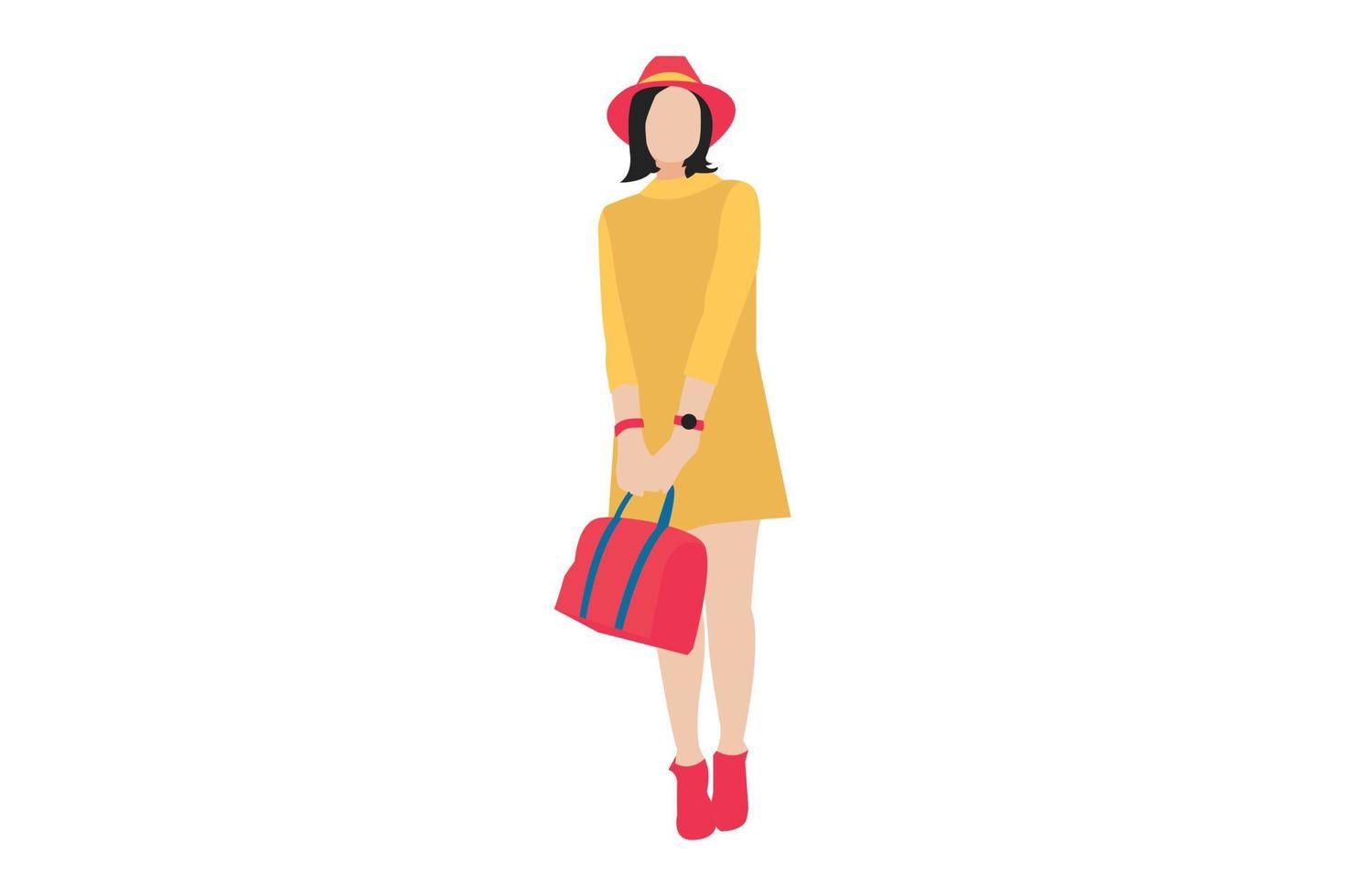 ilustración vectorial de mujer elegante posando en falda vector