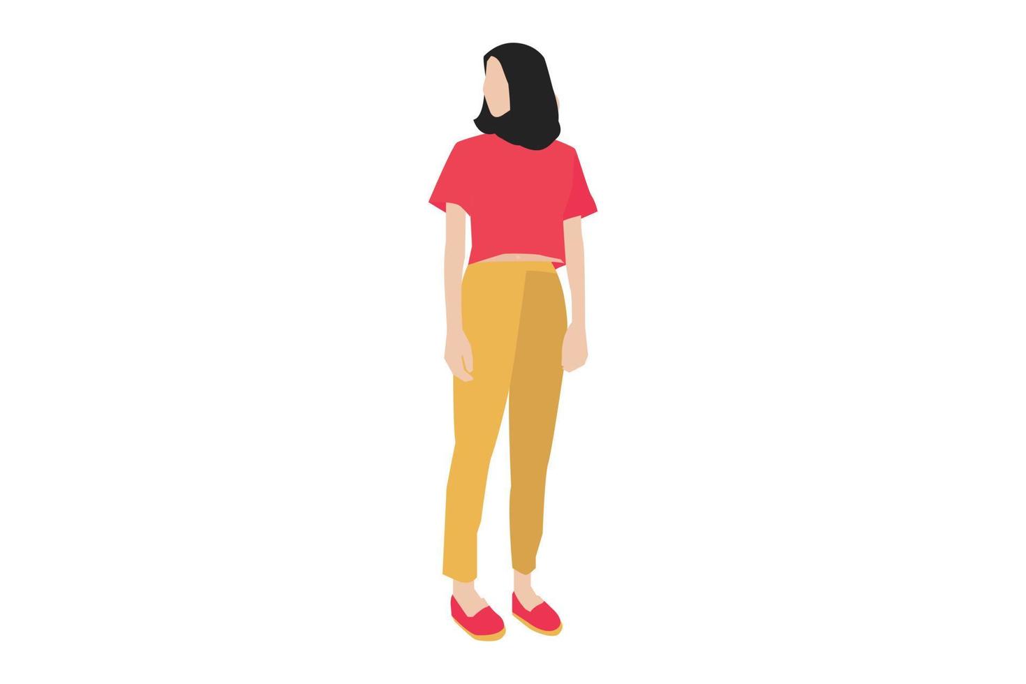 ilustración vectorial de mujeres casuales posando en la acera vector