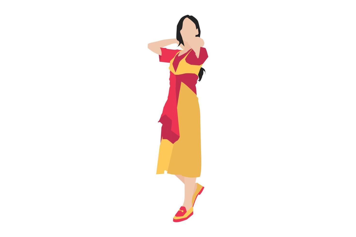 ilustración vectorial de mujeres elegantes posando en la acera vector