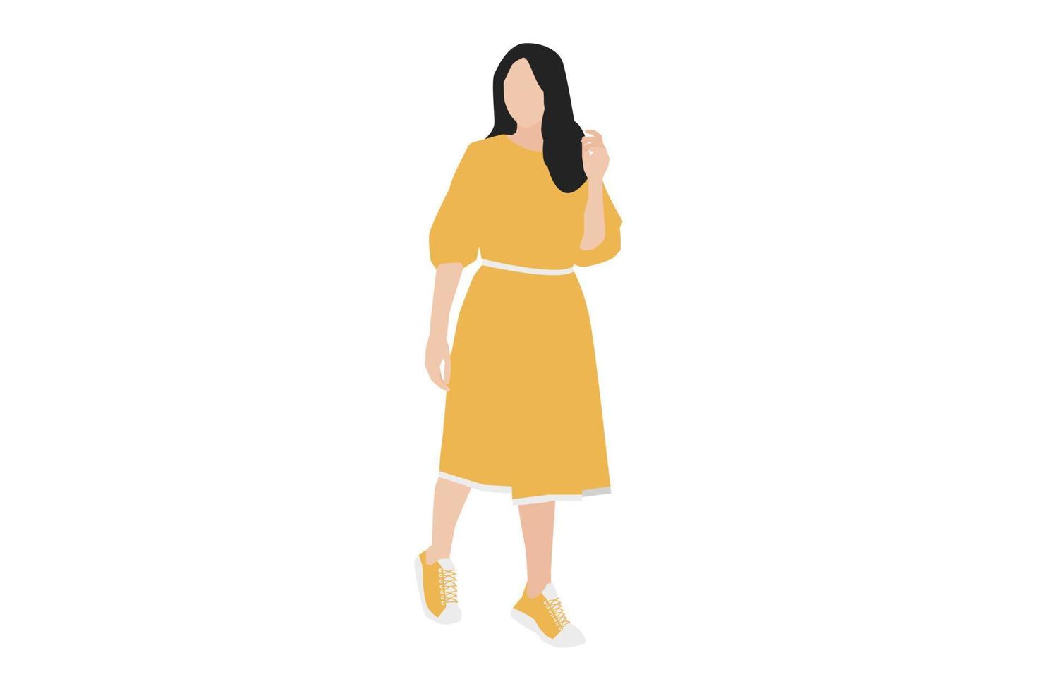 ilustración vectorial de mujeres elegantes posando en la acera vector