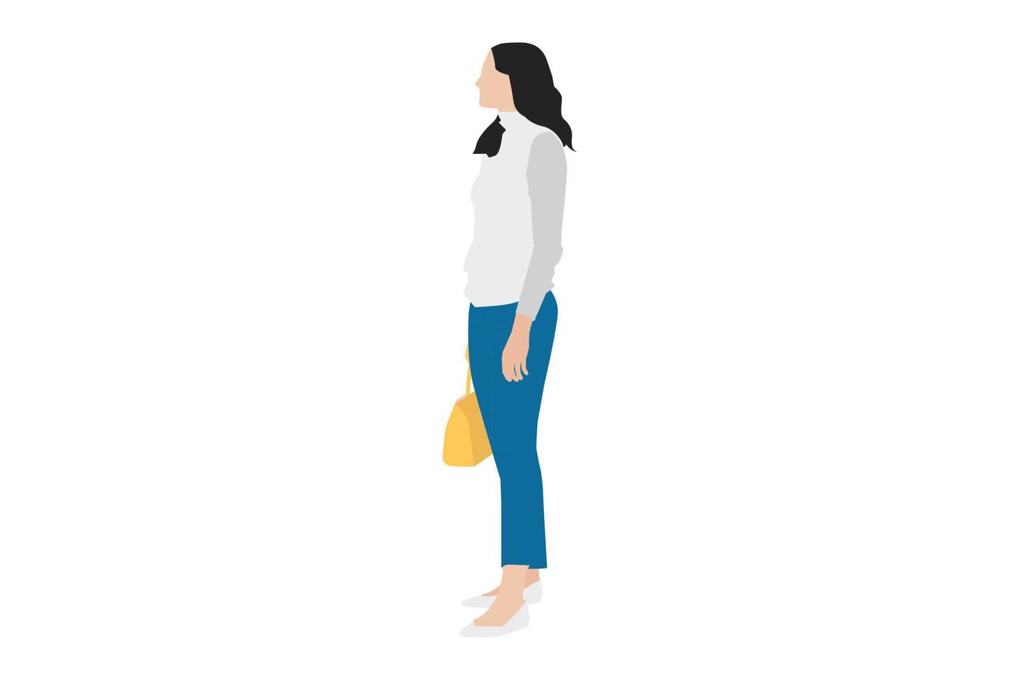 ilustración vectorial de mujeres casuales posando en la acera vector