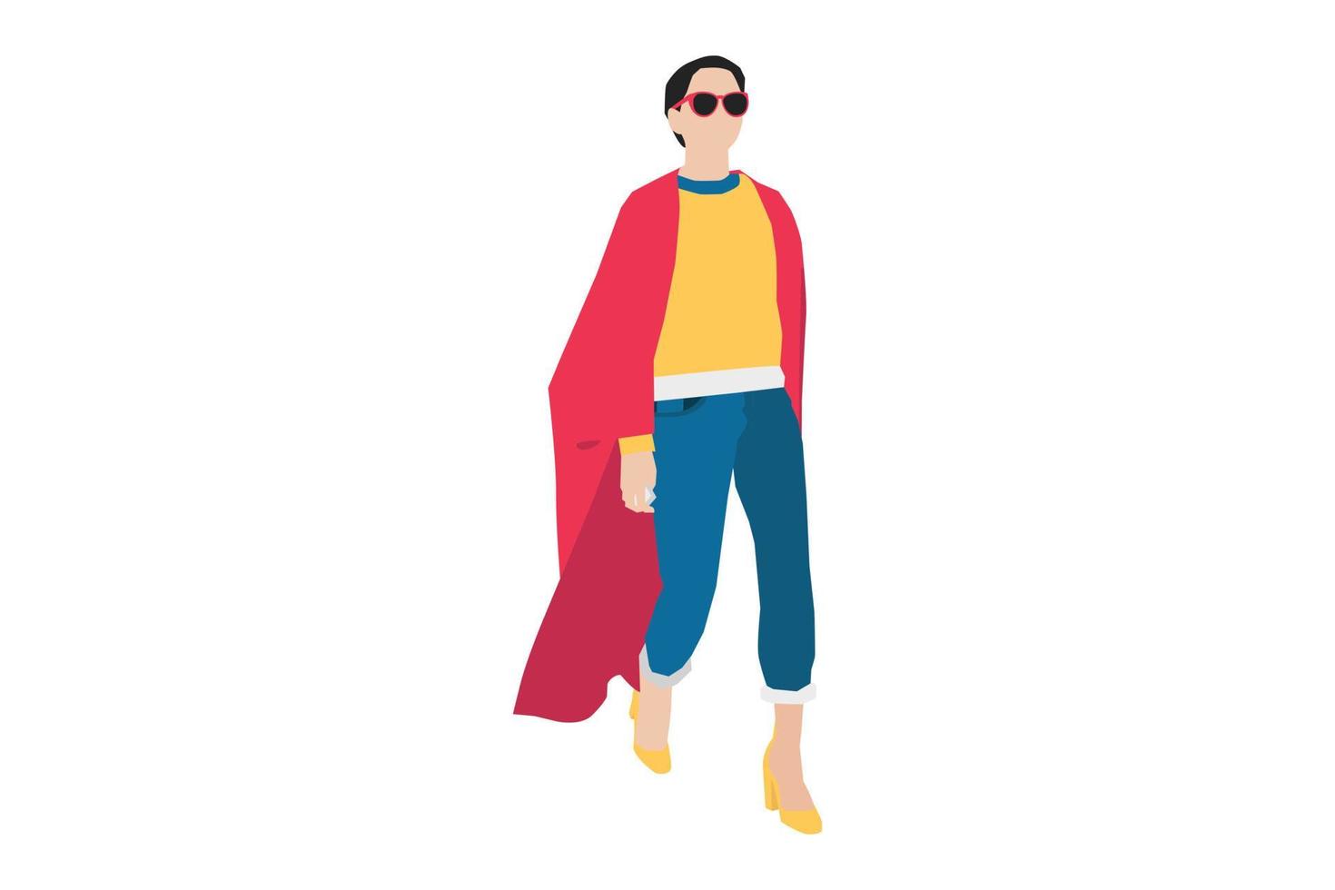 Ilustración vectorial de mujeres de moda caminando por la acera vector