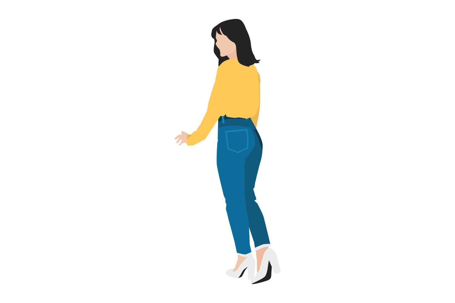 Vector illustration of elegant women posing on the sidewalk