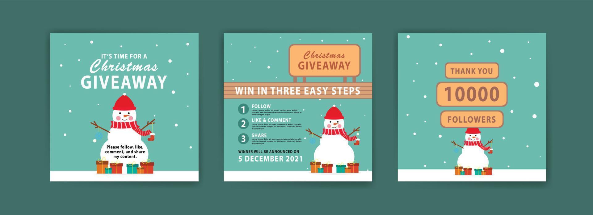 Christmas giveaway. Christmas banner. Banner vector illustration for background, greeting card, and postcard.