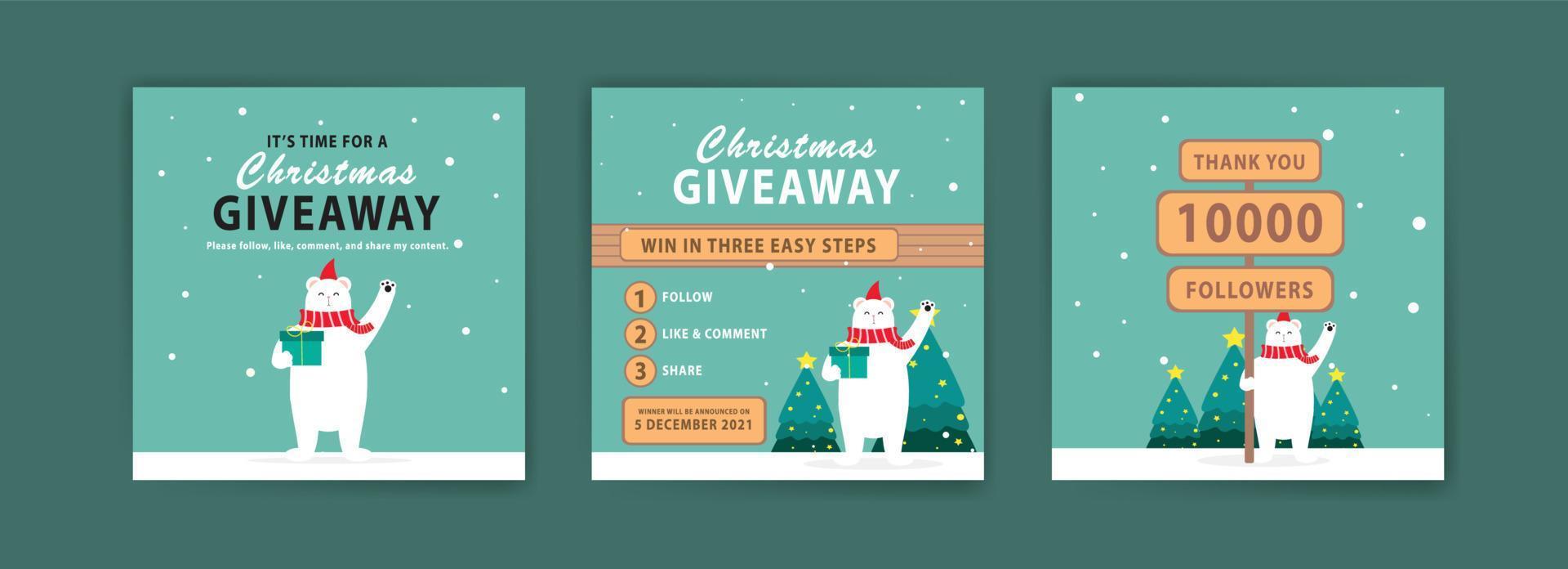 Christmas giveaway. Christmas banner. Banner vector illustration for background, greeting card, and postcard.