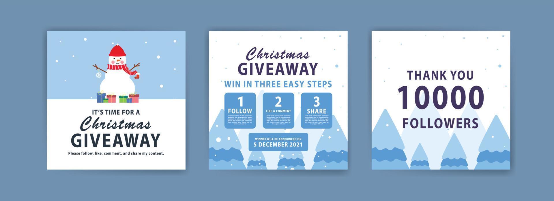 Christmas giveaway. Christmas banner. Banner vector illustration for background, greeting card, and postcard.