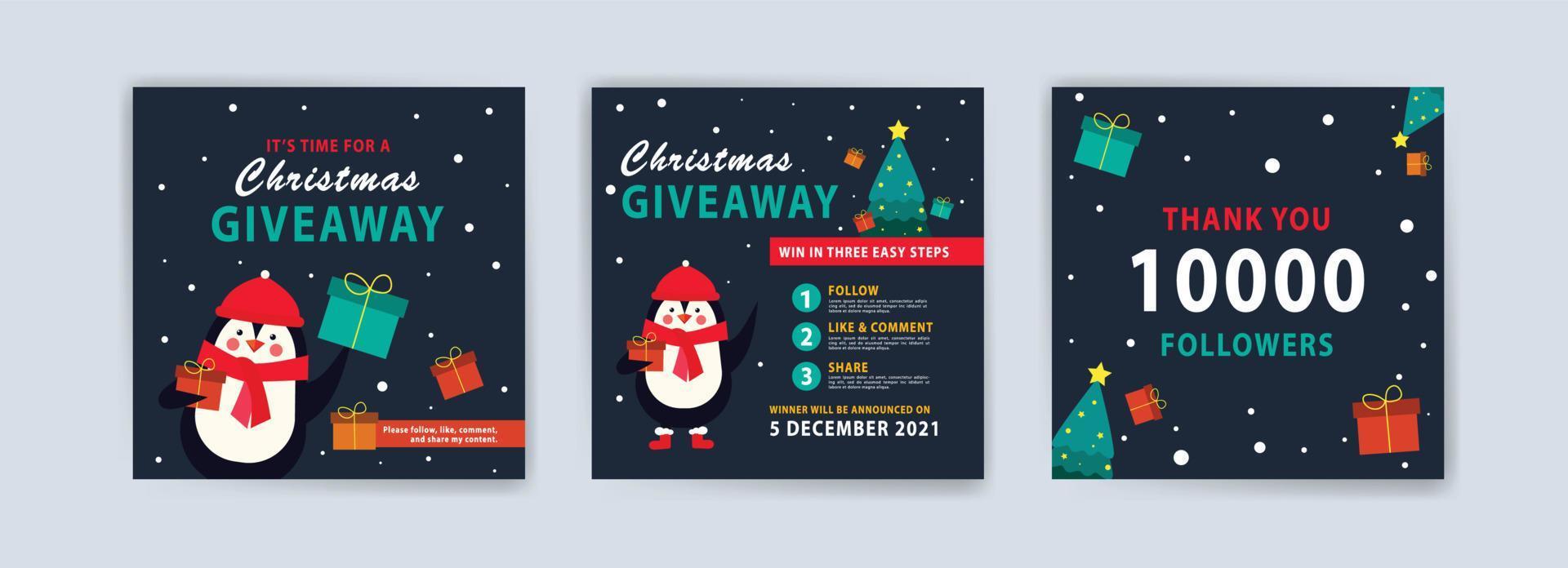 Christmas giveaway. Christmas banner. Banner vector illustration for background, greeting card, and postcard.