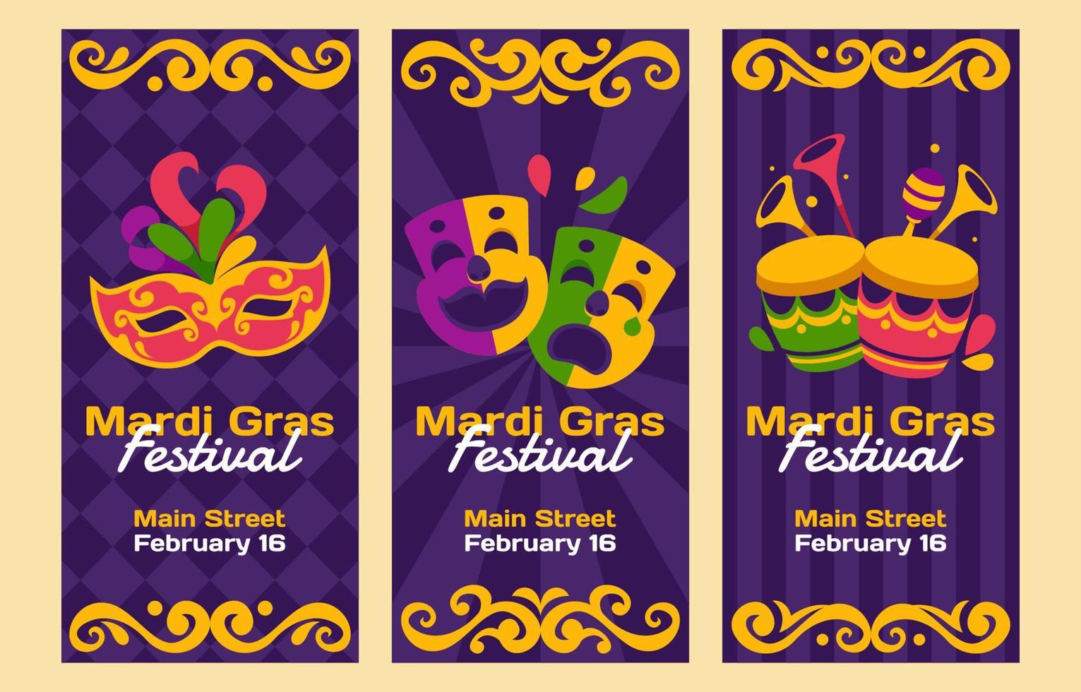 colección de plantillas de banner de carnaval de mardi gras vector