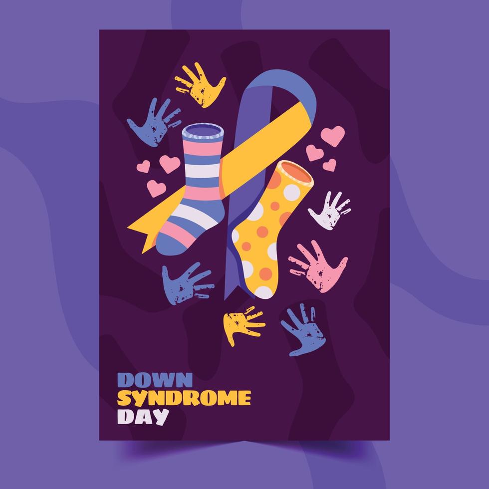 Down Syndrome with Two Socks and Awareness Ribbon vector